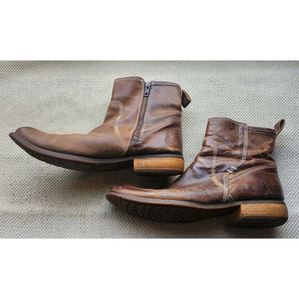 Bed Stu Mens Boots Size US 11 Leather Brown 6186 Zip Up UK 10 Stitch Distressed - Picture 4 of 13